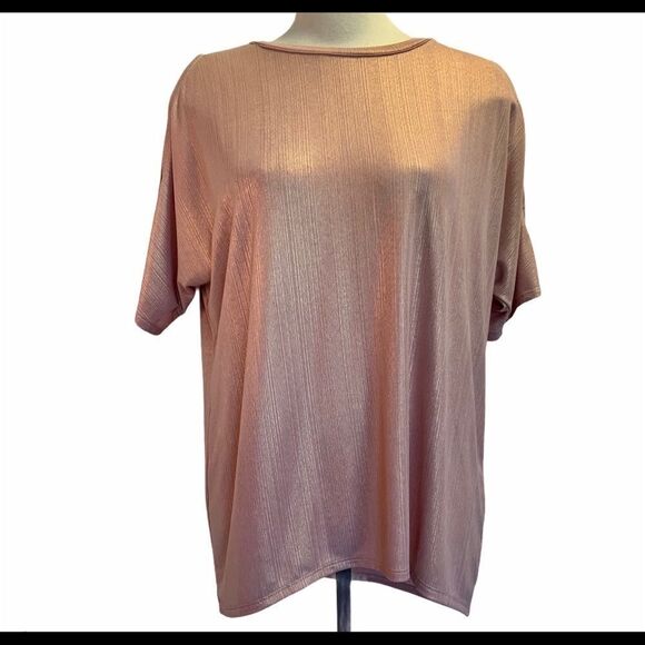 Justfab blush pink pearlescent cold shoulder top L - Picture 1 of 6